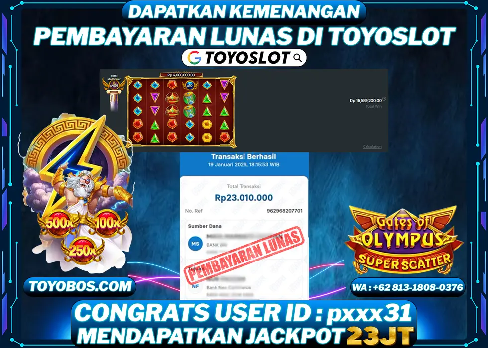 BUKTI KEMENANGAN Gates of Olympus Super Scatter Rp23,010,000- LUNAS